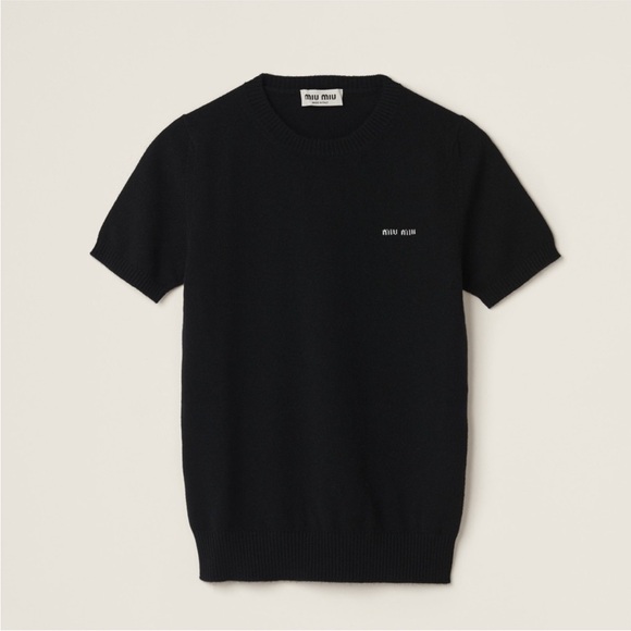Miu Miu Black Short Sleeve Sweater - Picture 1 of 5